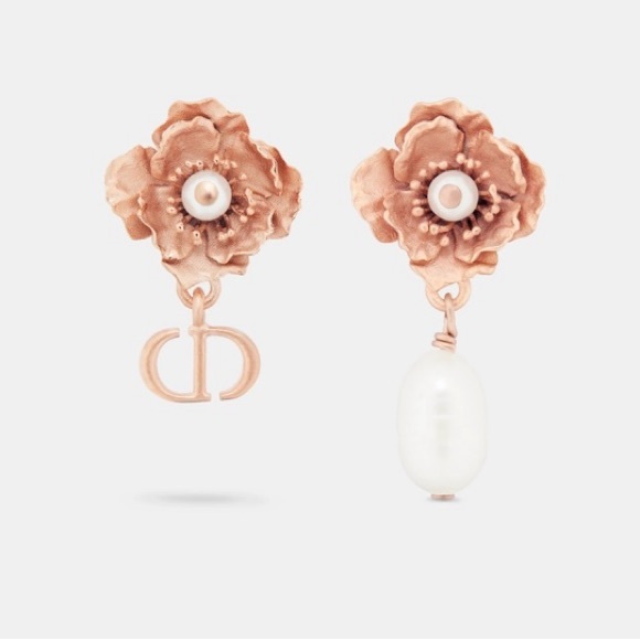 Dior D-Millefiori Earrings Matte Pink-Finish Metal and White Resin Pearls - Picture 9 of 10